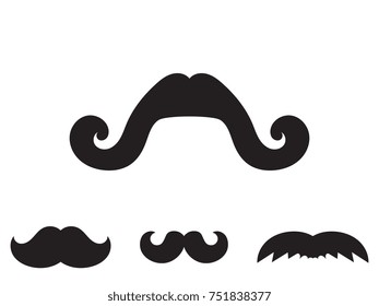 Set of black mustache vector icons. Hipster symbol. Old fashioned design for web
