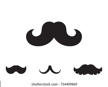 Set of black mustache vector icons. Hipster symbol. Old fashioned design for web