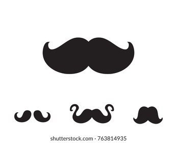 Set of black mustache vector icons. Hipster symbol. Old fashioned design for web