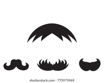 Set of black mustache vector icons. Hipster symbol. Old fashioned design for web