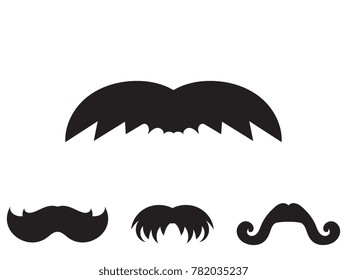 Set of black mustache vector icons. Hipster symbol. Old fashioned design for web