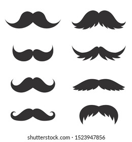 Set of black mustaches icon isolated on white background. Moustache logo. 