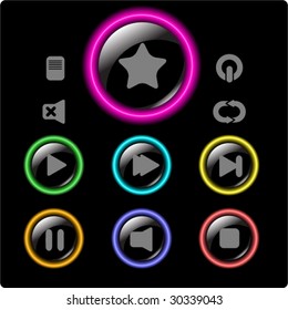 Set of black neon buttons