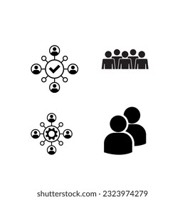 Un conjunto de iconos de red negros sobre fondo blanco