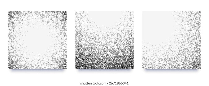Conjunto de Vector de fondo de textura de punteado cuadrado de ruido negro 