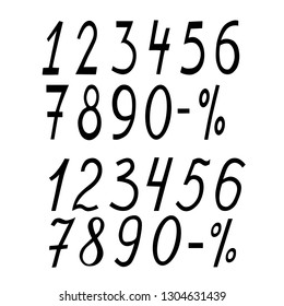 Set with black numerals.Handwritten calligraphy.Vector illustration.