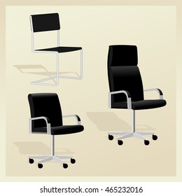 Set of black office chairs vector