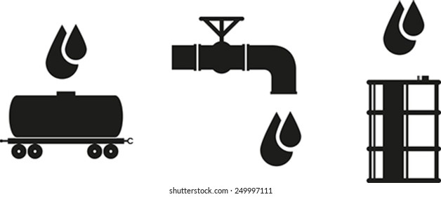Set of black oil icon