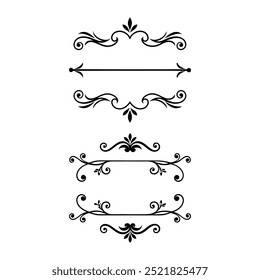 a set of black ornament silhouette vector design