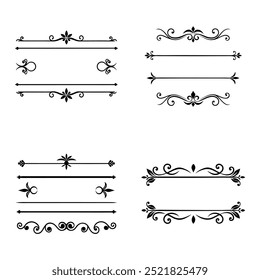 a set of black ornament silhouette vector design