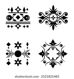 a set of black ornament silhouette vector design