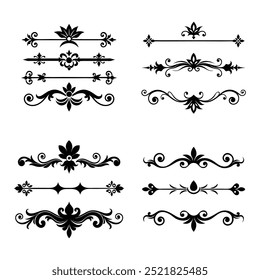 a set of black ornament silhouette vector design