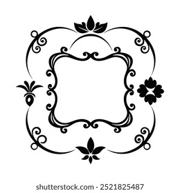 a set of black ornament silhouette vector design