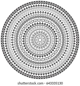 Set of black ornate round borders, mandala, decoration.