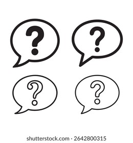 Set of Black Outline Question Mark Speech Bubbles