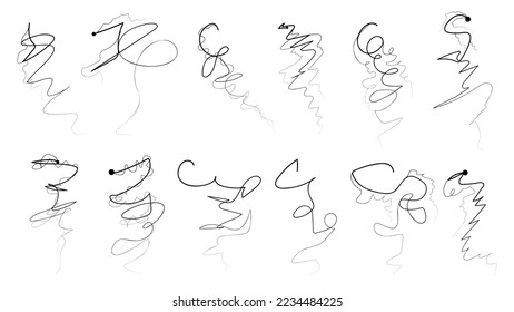 Set Black Outline Simple Line Abstract Collection Lightning Thunderstorm ABackground Light And Shine Electricity Vector Design Style