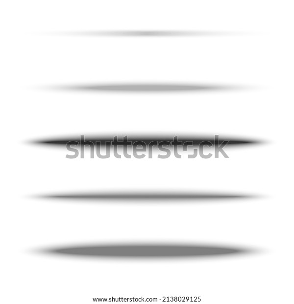 Set of black oval shadow for tab\
dividers. Vector collection isolated on white\
background.