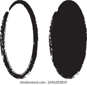 A set of black ovals drawn with a brush.