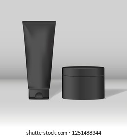 Set of black package mockups for skin care vector