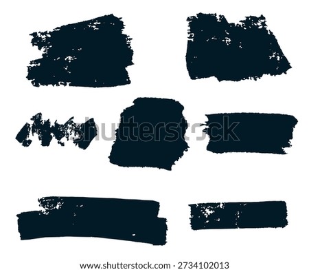 Set of black paint brush, stroke, line, grunge. freehand drawing doodle. artistic dirty.