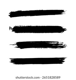 Set Of Black Paint Brush Strokes