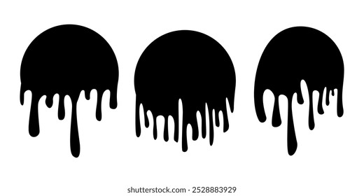 Conjunto de gotas de tinta de círculo de pintura negra