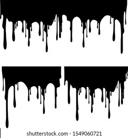 Set of black paint drips. Vector illustration for your design. 