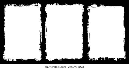 Set of black paint, grunge brush frame vector template backgrounds . 