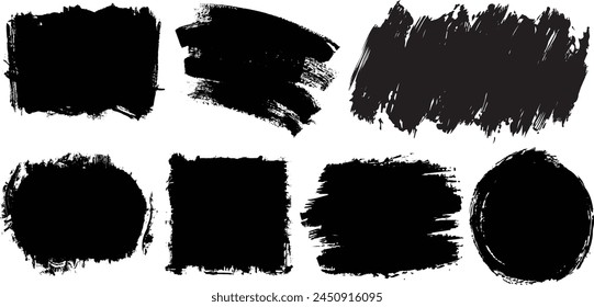 Set of black paint, grunge brush frame vector template backgrounds . 