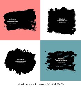 Set of black paint, ink background, design element, place for text, advertisement, information, quote.