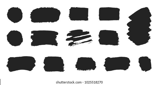 Set black paint, ink brush strokes on white background. Grunge collection line or texture. Paintbrush design elements. Dirty texture banners. 

