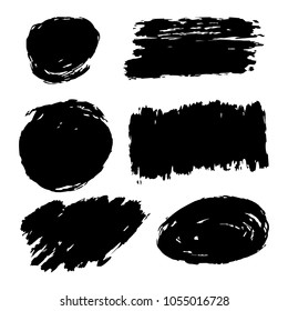 Set of black paint, ink brush strokes, brushes, lines. Grunge vector abstract handdrawn texture.
