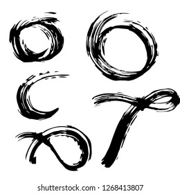 Set of black paint, ink brush strokes, brushes, lines. Dirty artistic design elements.