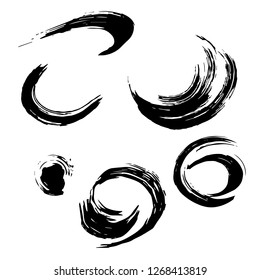 Set of black paint, ink brush strokes, brushes, lines. Dirty artistic design elements.