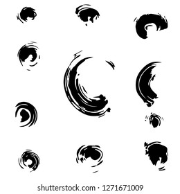 Set of black paint, ink brush strokes, brushes, lines. Dirty artistic design elements.