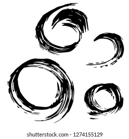 Set of black paint, ink brush strokes, brushes, lines. Dirty artistic design elements.