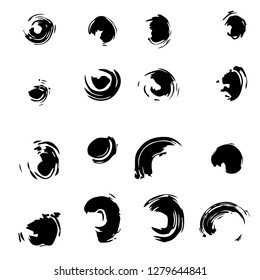 Set of black paint, ink brush strokes, brushes, lines. Dirty artistic design elements.
