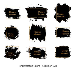 Set of black paint, ink brush strokes, brushes, lines, grungy. Freehand drawing. Dirty artistic design elements, boxes, frames. Vector abstract illustration. Isolated on white background.