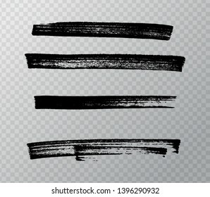 Set of black paint, ink brush strokes, brushes, lines. Dirty artistic design elements