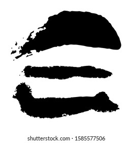 Set of black paint, ink brush strokes, brushes, lines. Dirty artistic design elements, boxes, frames for text.