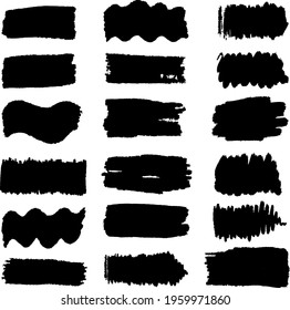Set of black paint, ink brush strokes, brushes, lines Vector Format. 