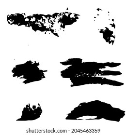 Set of black paint, ink brush strokes, brushes, lines. Dirty artistic design elements.