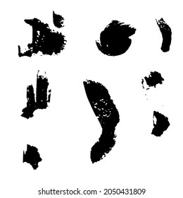 Set of black paint, ink brush strokes, brushes, lines. Dirty artistic design elements.