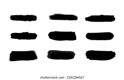 Conjunto de pintura negra, trazos de pincel de tinta