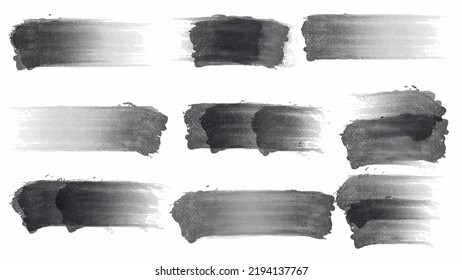 Set of black paint, ink brush strokes, brushes, lines. Dirty artistic design elements. Vector illustration. Isolated on white background.