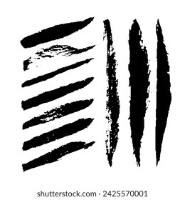 Set of black paint, ink brush strokes, brushes, lines. Dirty artistic design elements