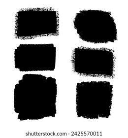 Set of black paint, ink brush strokes, brushes, lines. Dirty artistic design elements
