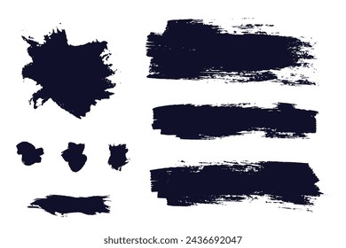 Set of black paint  ink brush strokes  brushes  lines. vector elements
