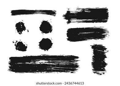 Set of black paint  ink brush strokes  brushes  lines. vector elements