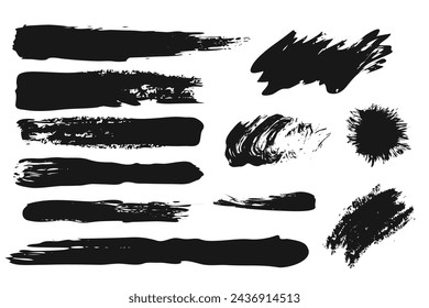 Set of black paint  ink brush strokes  brushes  lines. vector elements